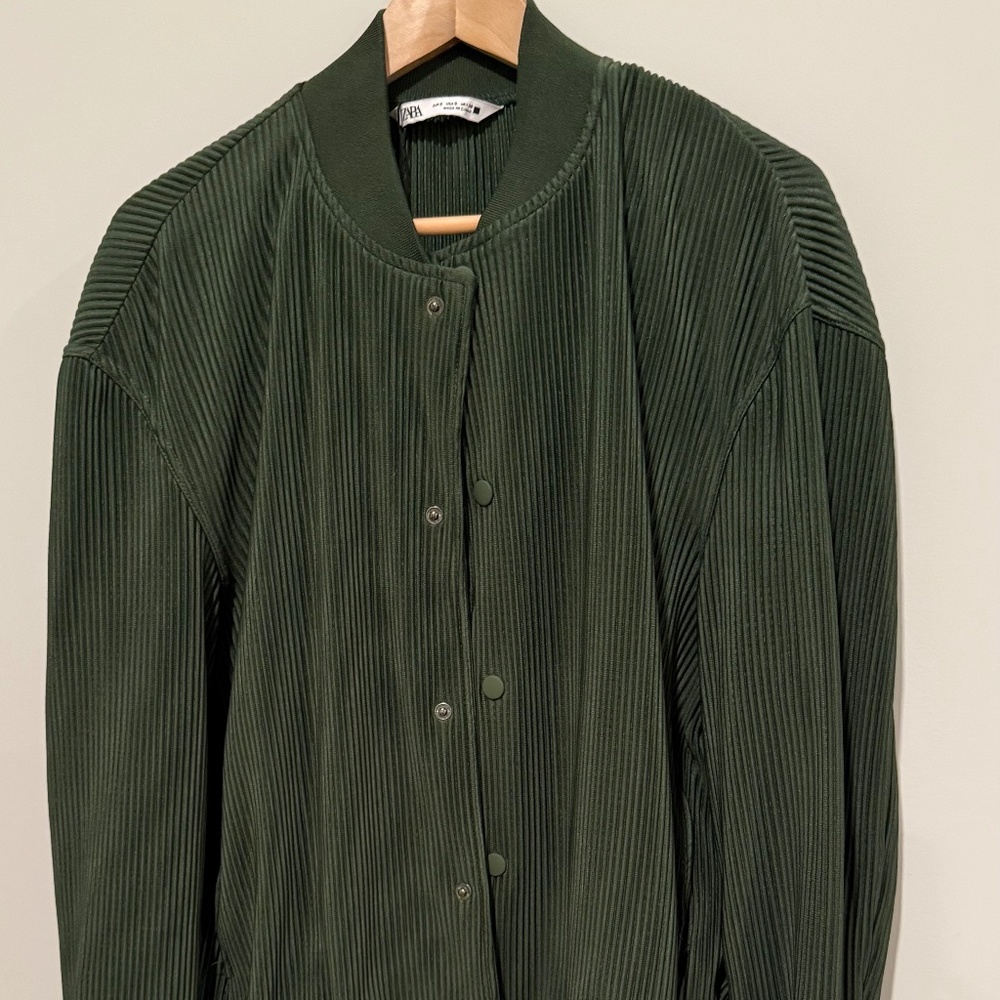 Pleated Olive Green Bomber